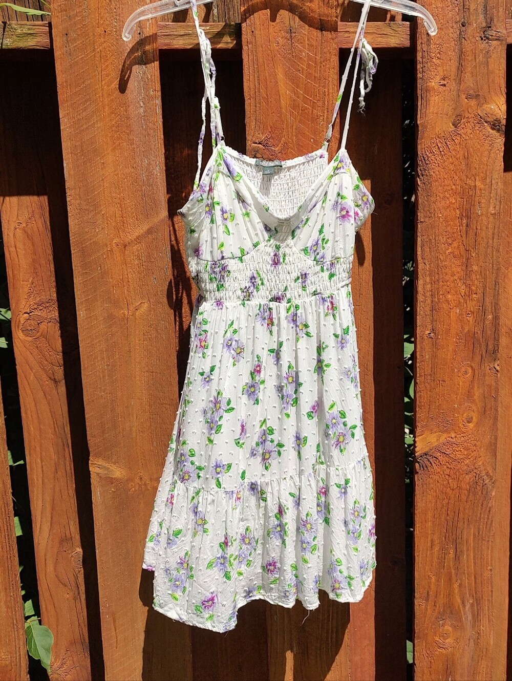 💥3/$20 Wild Fable White Floral Smocked Sundress with Purple Flowers